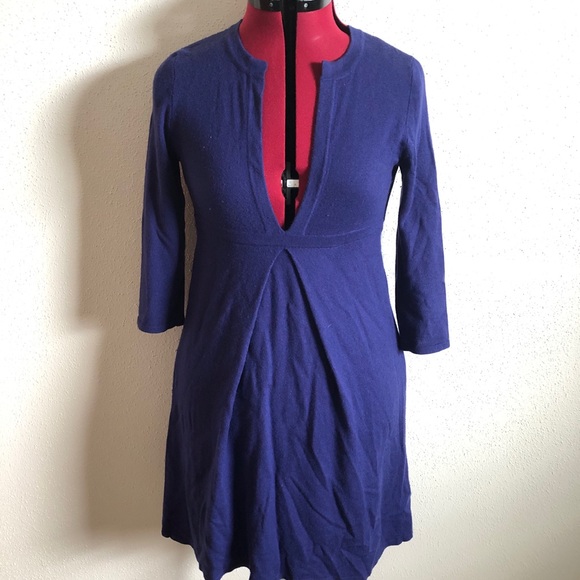J Crew Sweater Dress Size XS, Blue V-neck - Picture 2 of 6